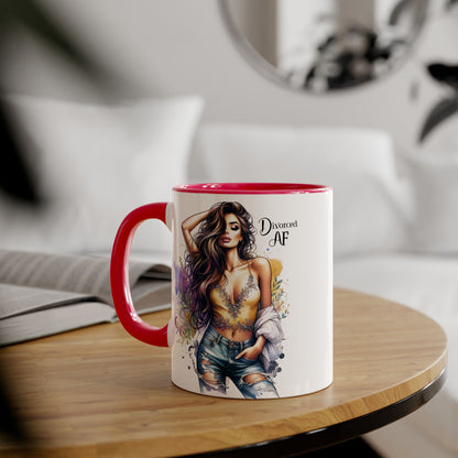 Divorced AF Mug, Stylish 11oz Accent Mug for Coffee Lovers, Perfect for Gifts, Self-Care and Empowerment, Unique Art Design