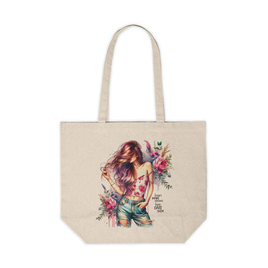 I Don`t Make Mistakes, I Just Date Them Floral Boho Canvas Shopping Tote, Eco-Friendly Grocery Bag, Reusable Tote, Beach Bag, Gift for Her, Bohemian Tote Bag