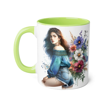 Bohemian Accent Mug - Yuck Fou Floral Design, Gift for Artists, Unique Coffee Cup, Home Decor, Stylish Drinkware