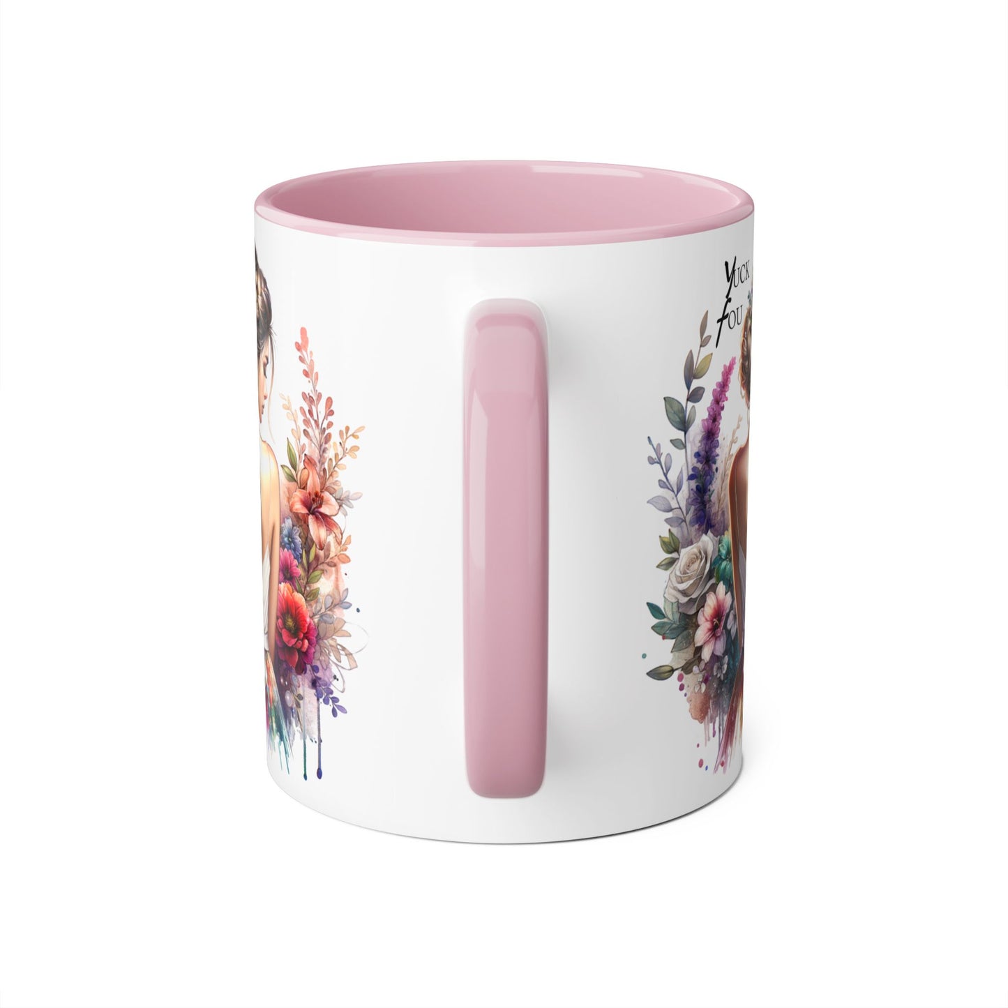 Yuck Fou Floral Artwork Accent Mug, 11oz Coffee Mug, Unique Gift for Her, Bohemian Style Mug, Personalized Coffee Cup