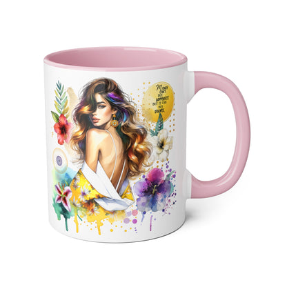 Money Can't Buy Happiness But It Can Buy Divorce Accent Mugs, 11oz