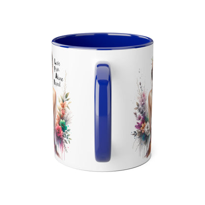 Beautiful Floral Accent Mug, Inspirational Coffee Cup, Love Pain Alone Repeat, Gift for Her, Home Decor, Bohemian Style