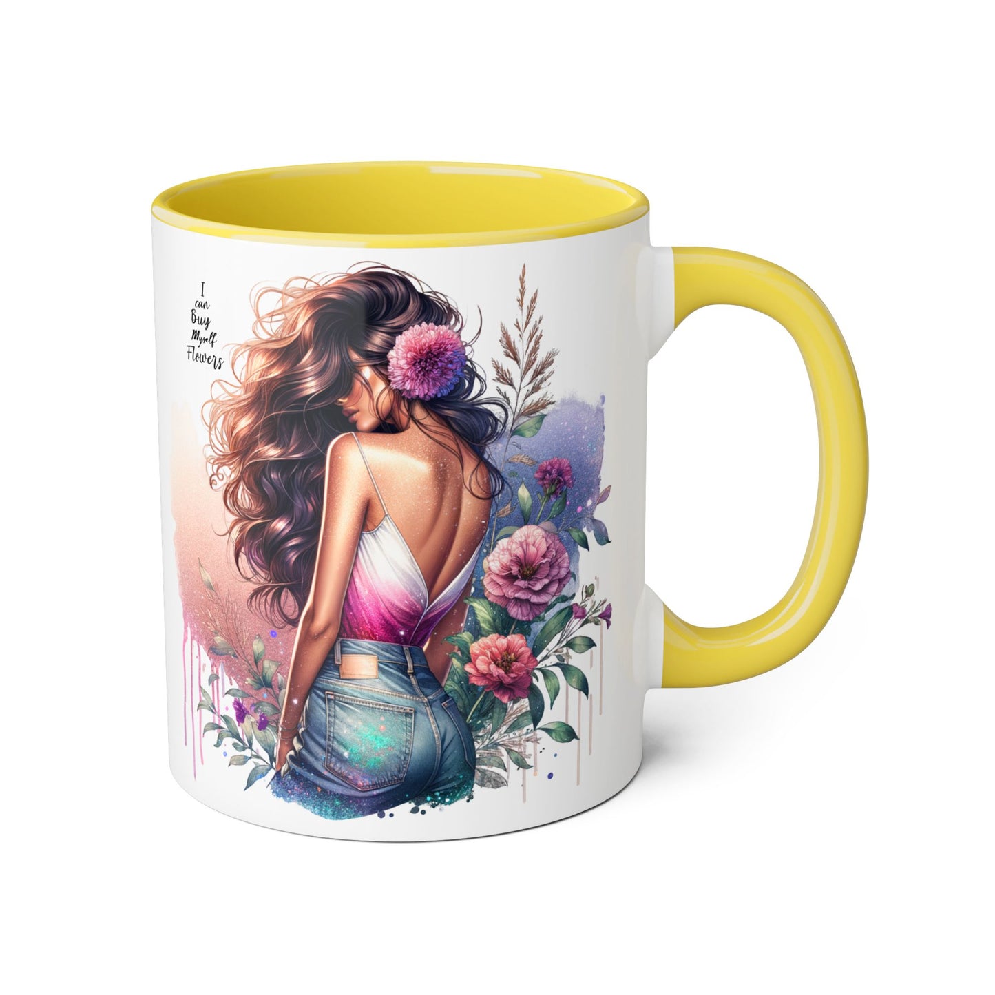 I Can Buy Myself Flowers Bohemian Accent Mugs, Tea Lover Gift, Coffee Mug, Floral Art Mug, Inspirational Drinkware, Home Decor