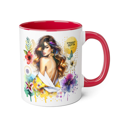Straight Outta Divorced Humoristic Vibrant Accent Mugs, Floral Coffee Cup, Artistic Drinkware, Gift for Her, Home Decor, Unique Mug