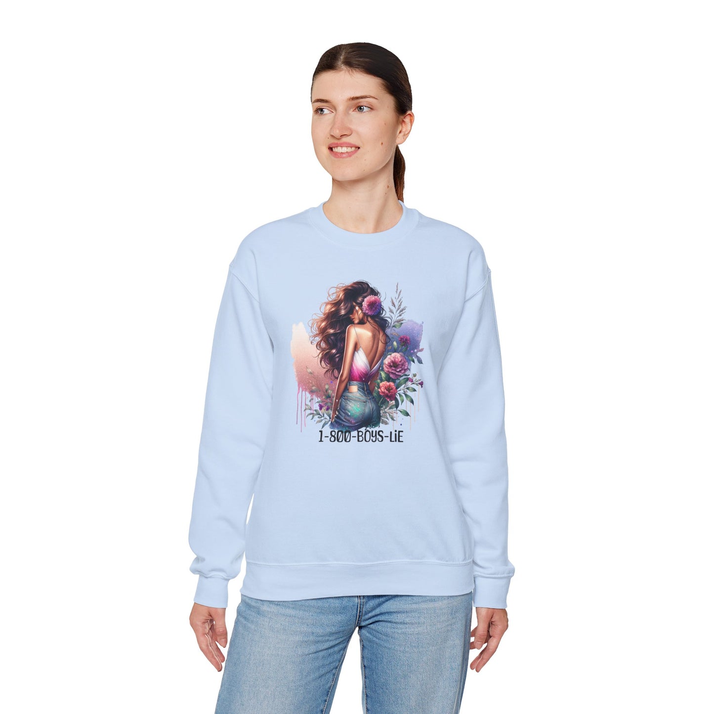 1-800-Boys-Lie Boss Babe Floral Sweatshirt | Unisex Comfortable Crewneck, Trendy Gift for Her, Affirmation Clothing, Cozy Fashion