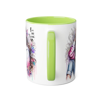 Bohemian Accent Mug - Free and Loving Me, Coffee Lover Gift, Artistic Drinkware, Unique Home Decor, Inspirational Mug