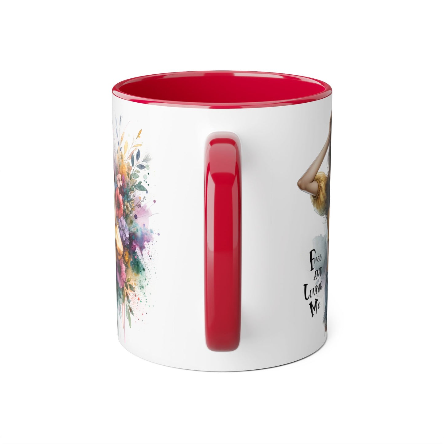Free and Loving Me Bohemian Floral Accent Mug, Women's Gift, Coffee Mug, Inspirational Coffee Cup, Tea Lover's Mug