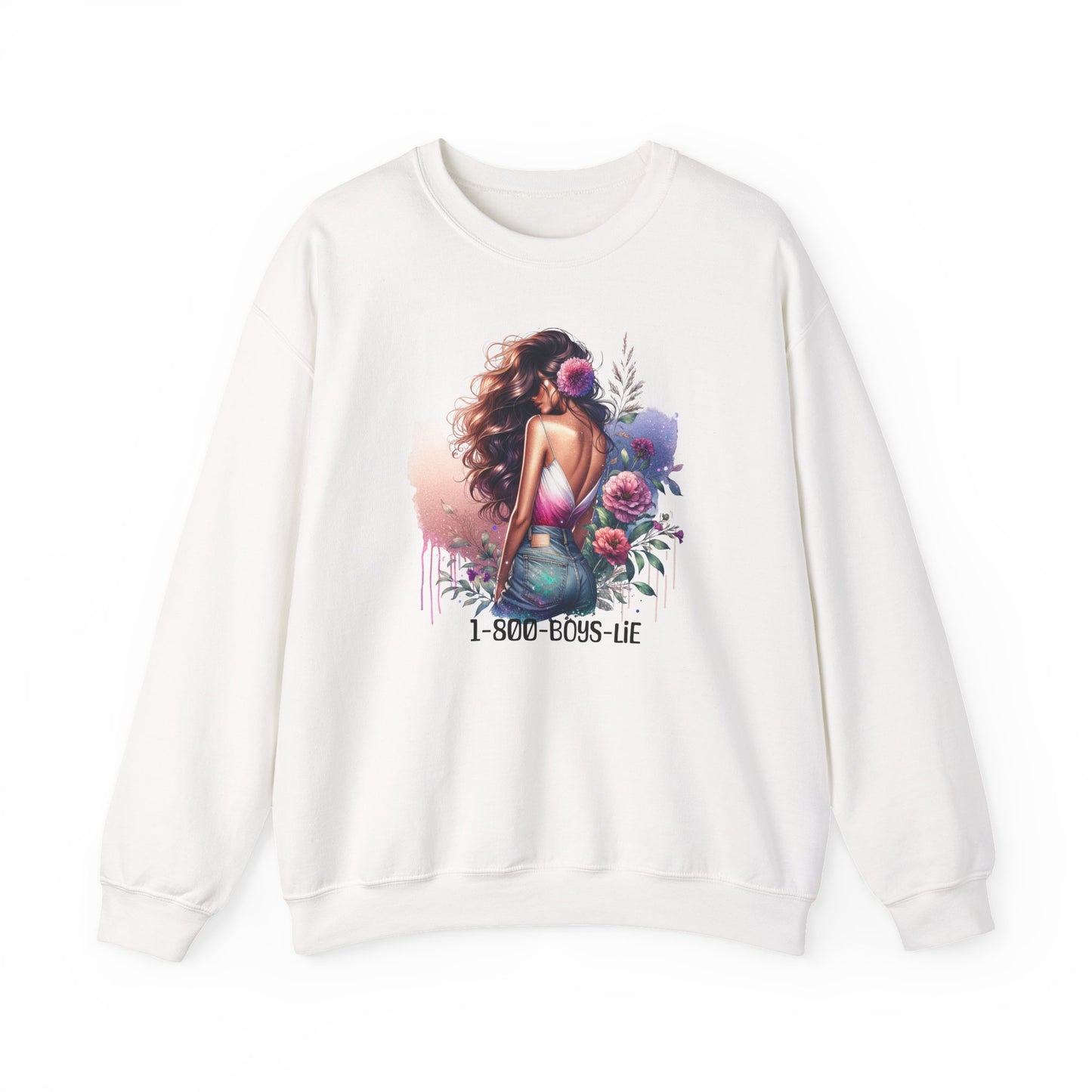 1-800-Boys-Lie Boss Babe Floral Sweatshirt | Unisex Comfortable Crewneck, Trendy Gift for Her, Affirmation Clothing, Cozy Fashion
