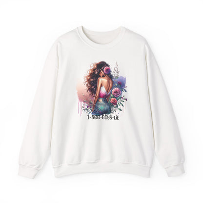 1-800-Boys-Lie Boss Babe Floral Sweatshirt | Unisex Comfortable Crewneck, Trendy Gift for Her, Affirmation Clothing, Cozy Fashion