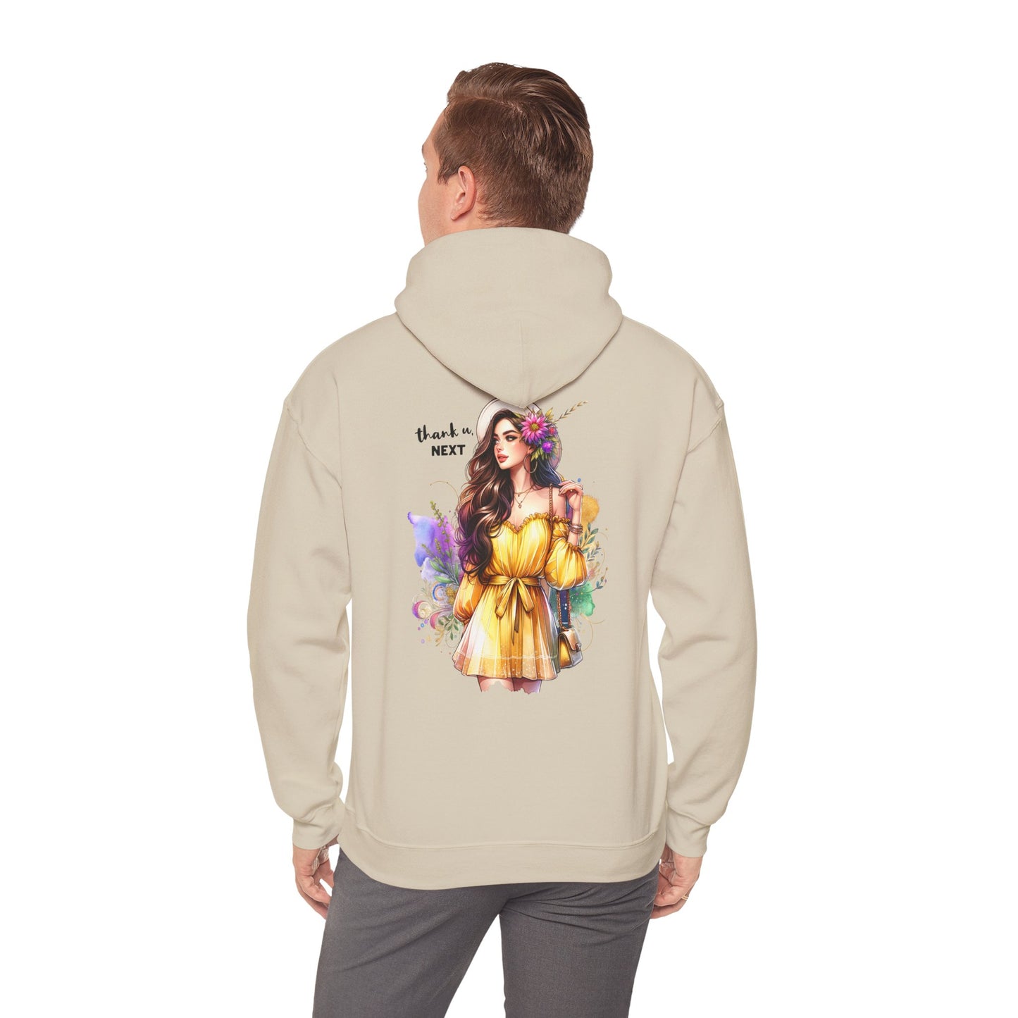 Thank U, Next Whimsical Fairy Art Hooded Sweatshirt, Cozy Apparel, Unique Gift, Casual Wear, Comfortable Layer