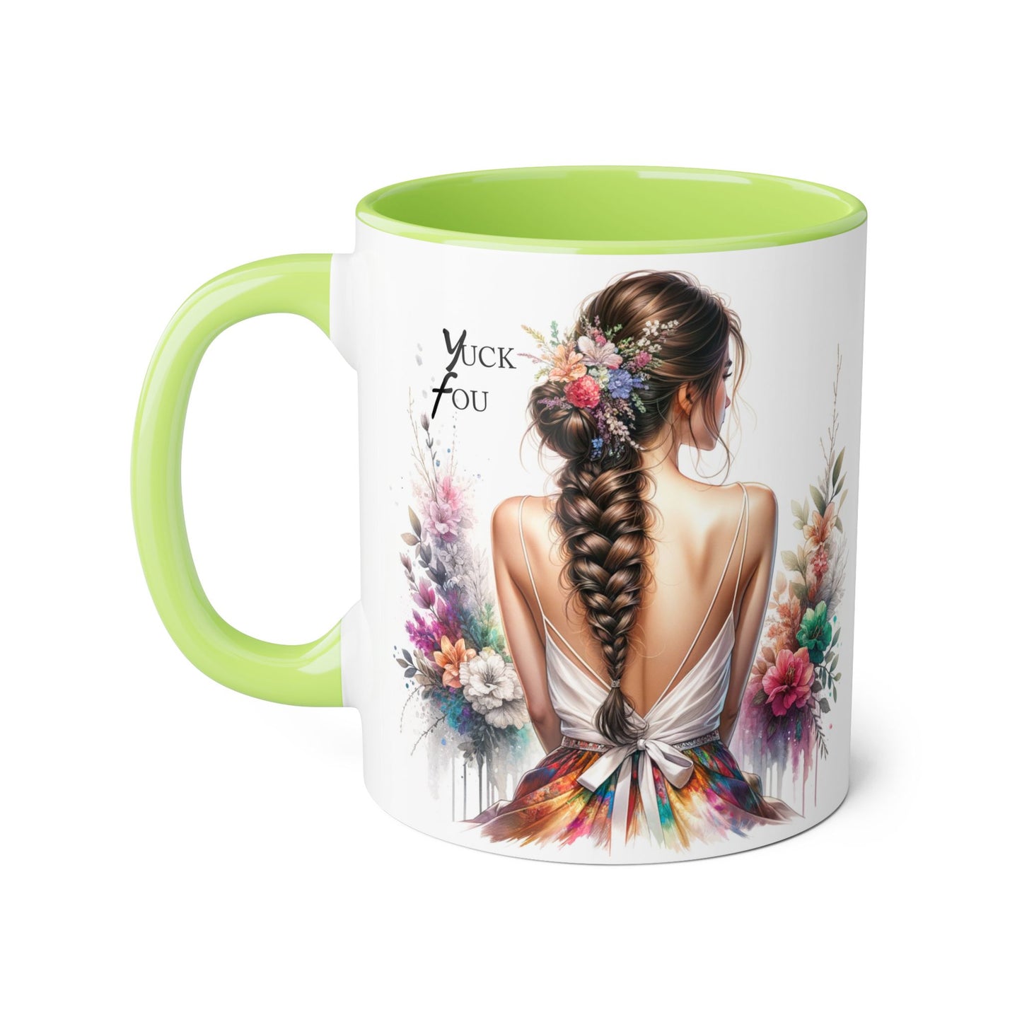 Floral Accent Mug with Yuck Fou Design – Gift for Coffee Lovers, Unique Home Decor, Flower Art Mug, Personalized Drinkware, Boho Style