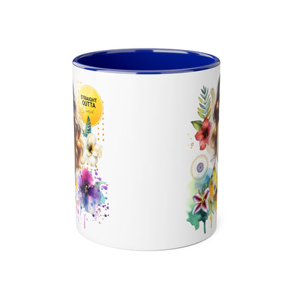 Straight Outta Divorced Humoristic Vibrant Accent Mugs, Floral Coffee Cup, Artistic Drinkware, Gift for Her, Home Decor, Unique Mug