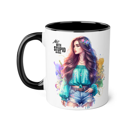 Not With Stupid Anymore Humoristic 11oz Accent Mug This humoristic mug