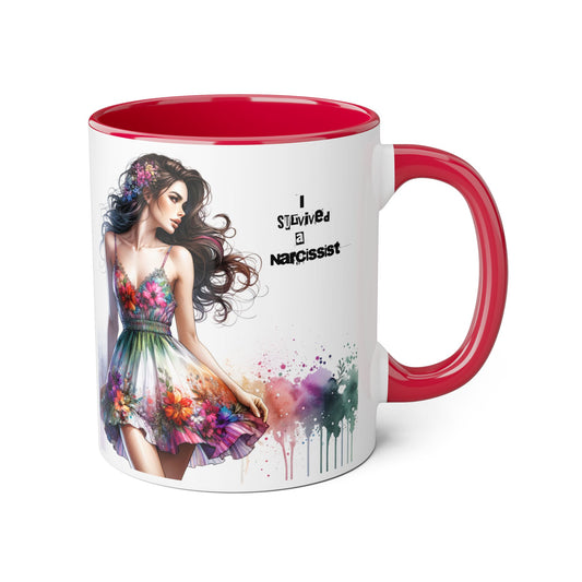 Artistic Narcissist Accent Mug, Colorful Floral Coffee Cup, Unique Gift for Her, Inspirational Drinkware, Boho Chic Kitchen Decor