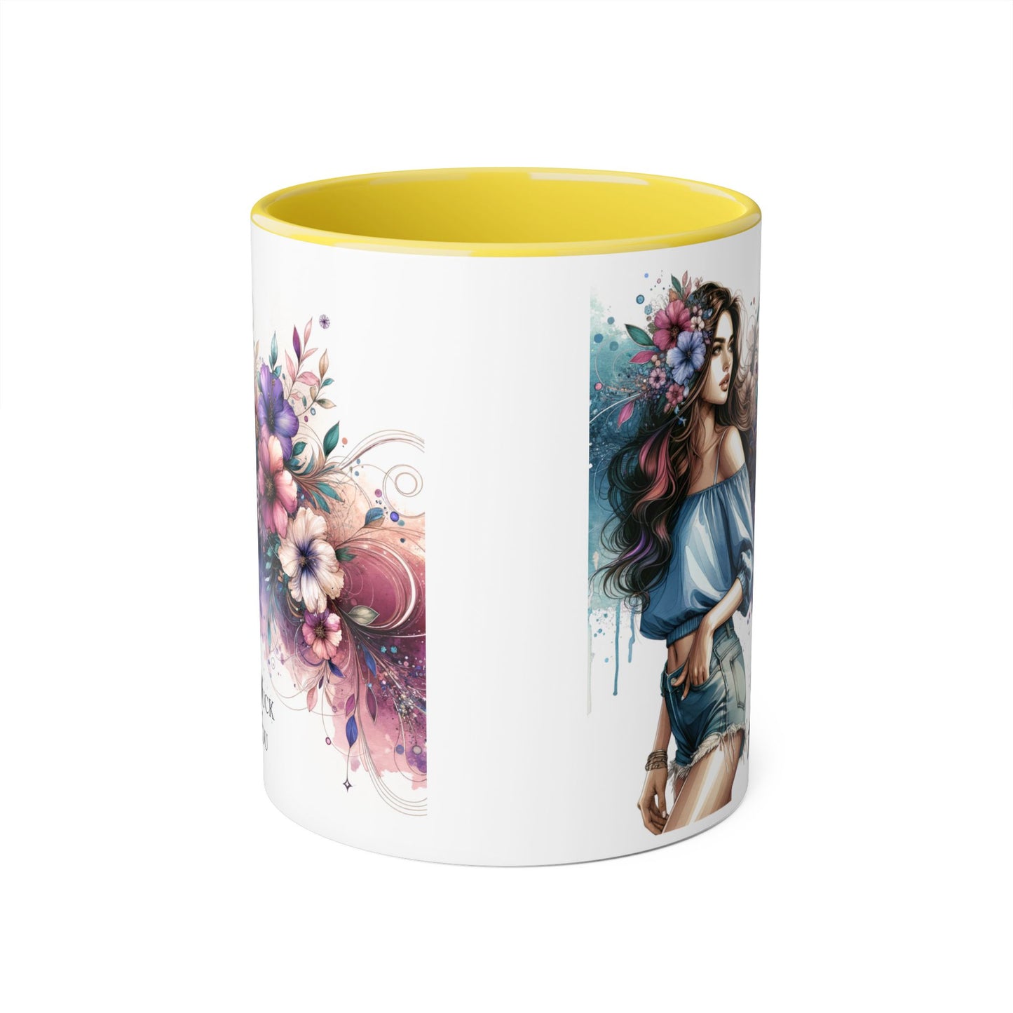 Yuck Fou Bohemian Floral Accent Mug, 11oz Coffee Cup for Art Lovers, Unique Gift for Birthdays, Mother's Day, Relaxation Tea, Decor
