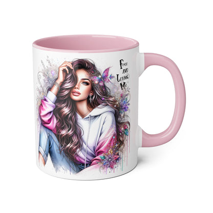 Bohemian Accent Mug - Free and Loving Me, Coffee Lover Gift, Artistic Drinkware, Unique Home Decor, Inspirational Mug