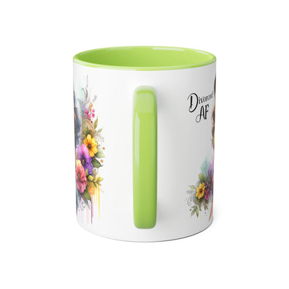 Divorced AF Floral Accent Mug, Humor Coffee Cup, Gift for Divorce Celebration, Self-Love Mug, Unique Present for Her