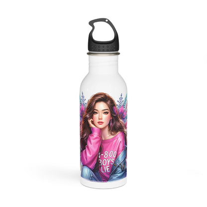 1-800-Boys-Lie Stylish Stainless Steel Water Bottle with Floral Design - Perfect for Hydration, Gym, Travel, Gifts, Fashion