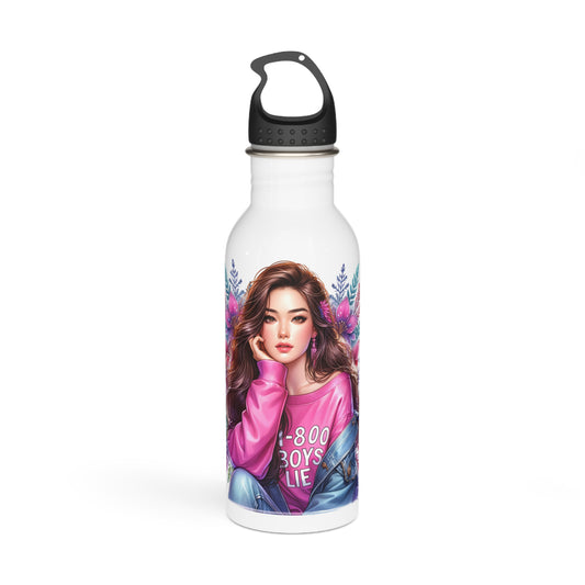 1-800-Boys-Lie Stylish Stainless Steel Water Bottle with Floral Design - Perfect for Hydration, Gym, Travel, Gifts, Fashion