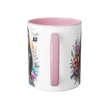 Single AF Stylish Accent Mug, Beautiful Coffee Cup, Unique Gift for Her, Trendy Drinkware, Floral Design Mug, Inspirational Sip
