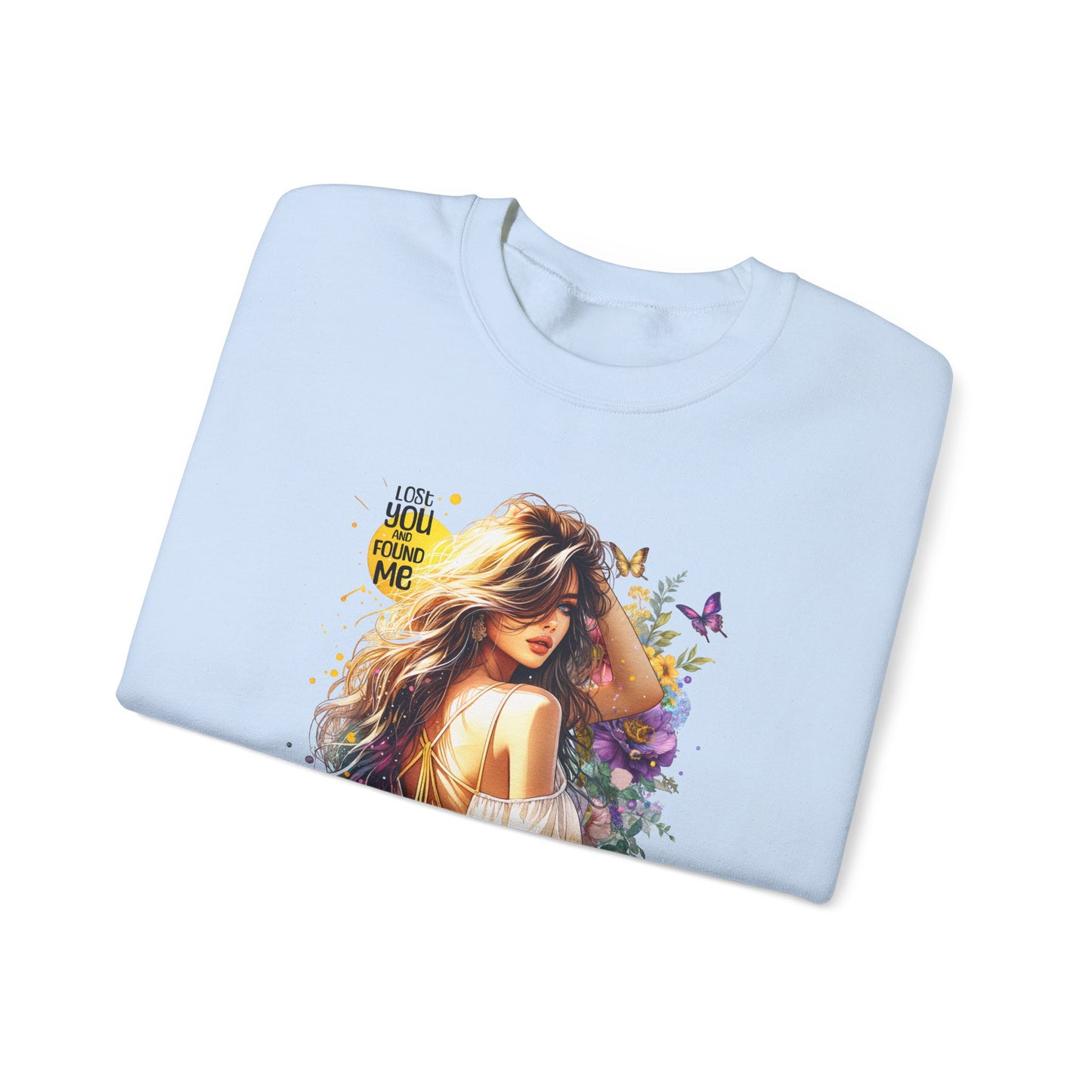 Lost You And Found Me Bohemian-Themed Crewneck Sweatshirt with Floral Design, Cozy Casual Wear, Gift for Her, Everyday Comfort, Family Gatherings, Spring Fashion