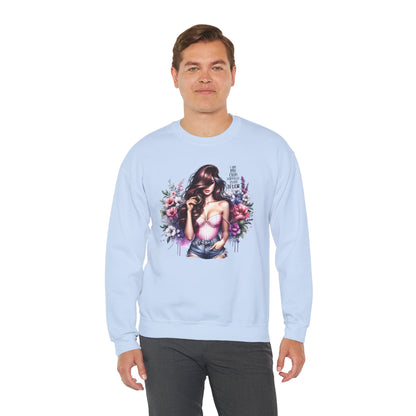 I Am My Own Happily Ever After  Floral Goddess Crewneck Sweatshirt, Cozy Women's Apparel, Boho Style, Gift for Her, Trendy Sweatshirt, Chic Layering Piece