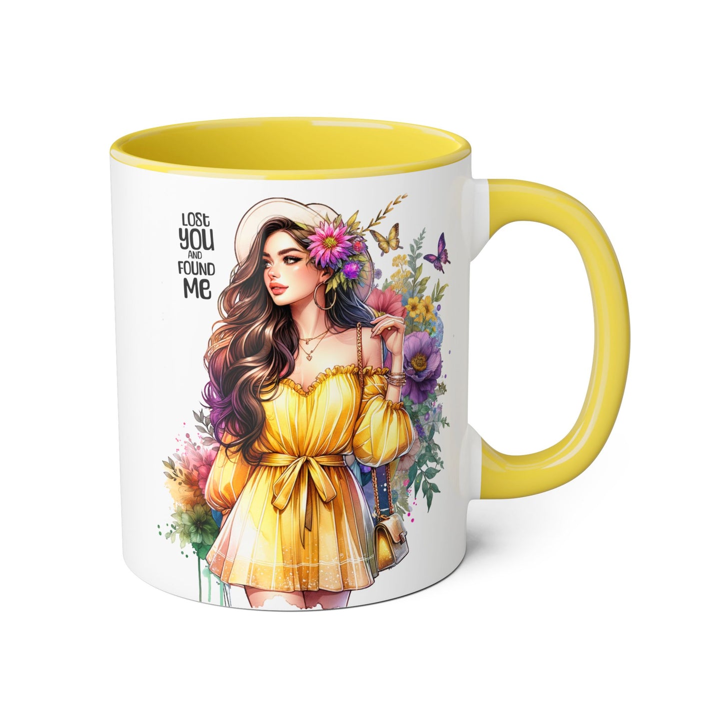 Lost You and Found Me Whimsical Floral Accent Mugs - Unique Coffee Cup, Perfect Gift for Her, Tea Lover, Home Decor, Birthday, Mother's Day