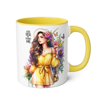 Lost You and Found Me Whimsical Floral Accent Mugs - Unique Coffee Cup, Perfect Gift for Her, Tea Lover, Home Decor, Birthday, Mother's Day