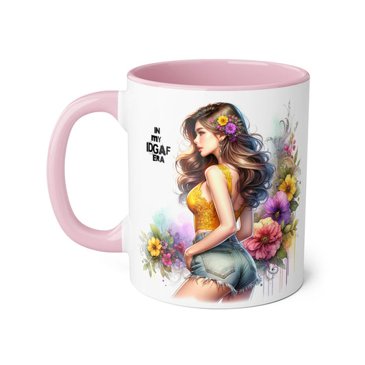 Colorful IDGAF Era Accent Mugs, Unique Coffee Cup, Floral Design Mug, Gift for Her, Fun Kitchen Decor, Trendy Drinkware