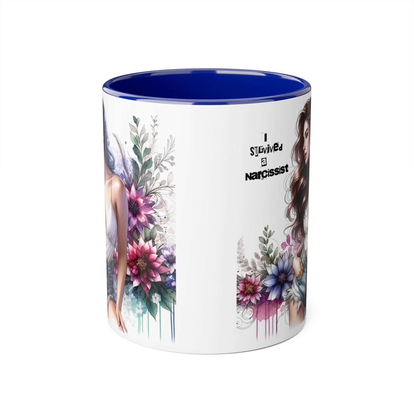 Floral Art Accent Mug, 11oz Coffee Cup, Gifts for Her, Unique Home Decor, Narcissist Quote, Morning Coffee