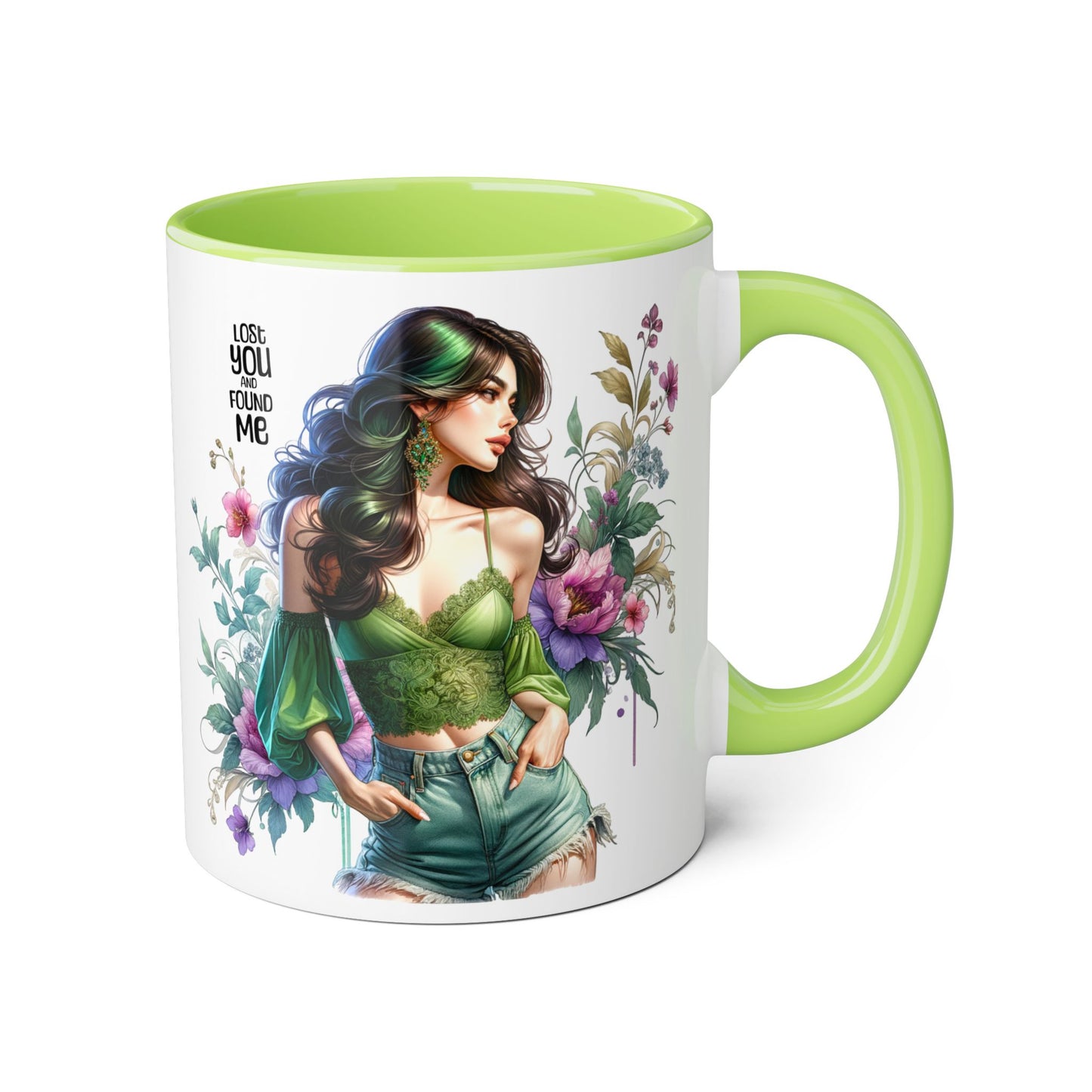 Lost You and Found Me Whimsical Floral Accent Mug for Nature Lovers, Unique Gift for Friends, Home Décor, Coffee Tea Drinkware, Thoughtful Gift Idea