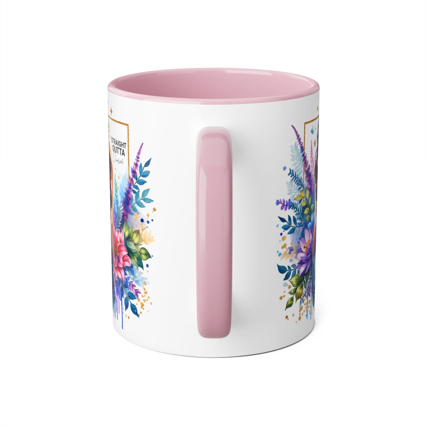 Straight Outta Divorced Humoristic Vibrant Floral Mug for Coffee Lovers, Straight Outta, Gift for Her, Inspirational Drinkware, Perfect for Birthdays, Celebrations