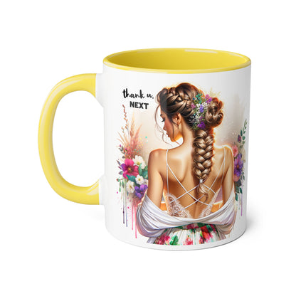Thank U, Next Chic Floral Accent Mug, Next Season Inspired Coffee Cup, Gift for Her, Boho Style Drinkware, Home Decor, Unique Birthday Present