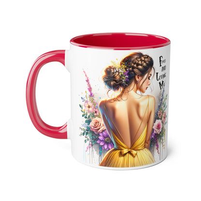 Floral Coffee Mug - Free and Loving Me, Artistic Gift for Her, Boho Style Coffee Cup, Inspirational Home Décor, Perfect for Birthdays, [...]