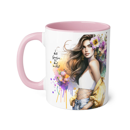 I Hold Grudges, I'll Heal in Hell  Humoristic Elegant Floral Accent Mugs for Coffee Lovers, Inspirational Gift, Home Decor, Unique Art, Perfect for Birthdays, Mother’s Day