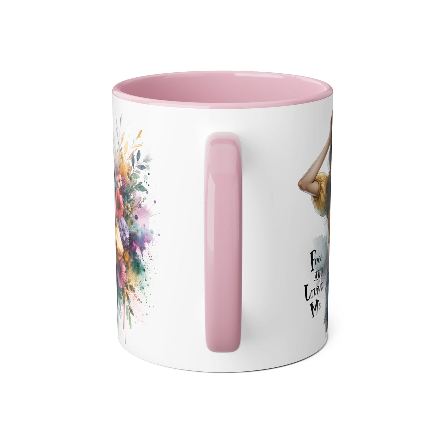 Free and Loving Me Bohemian Floral Accent Mug, Women's Gift, Coffee Mug, Inspirational Coffee Cup, Tea Lover's Mug