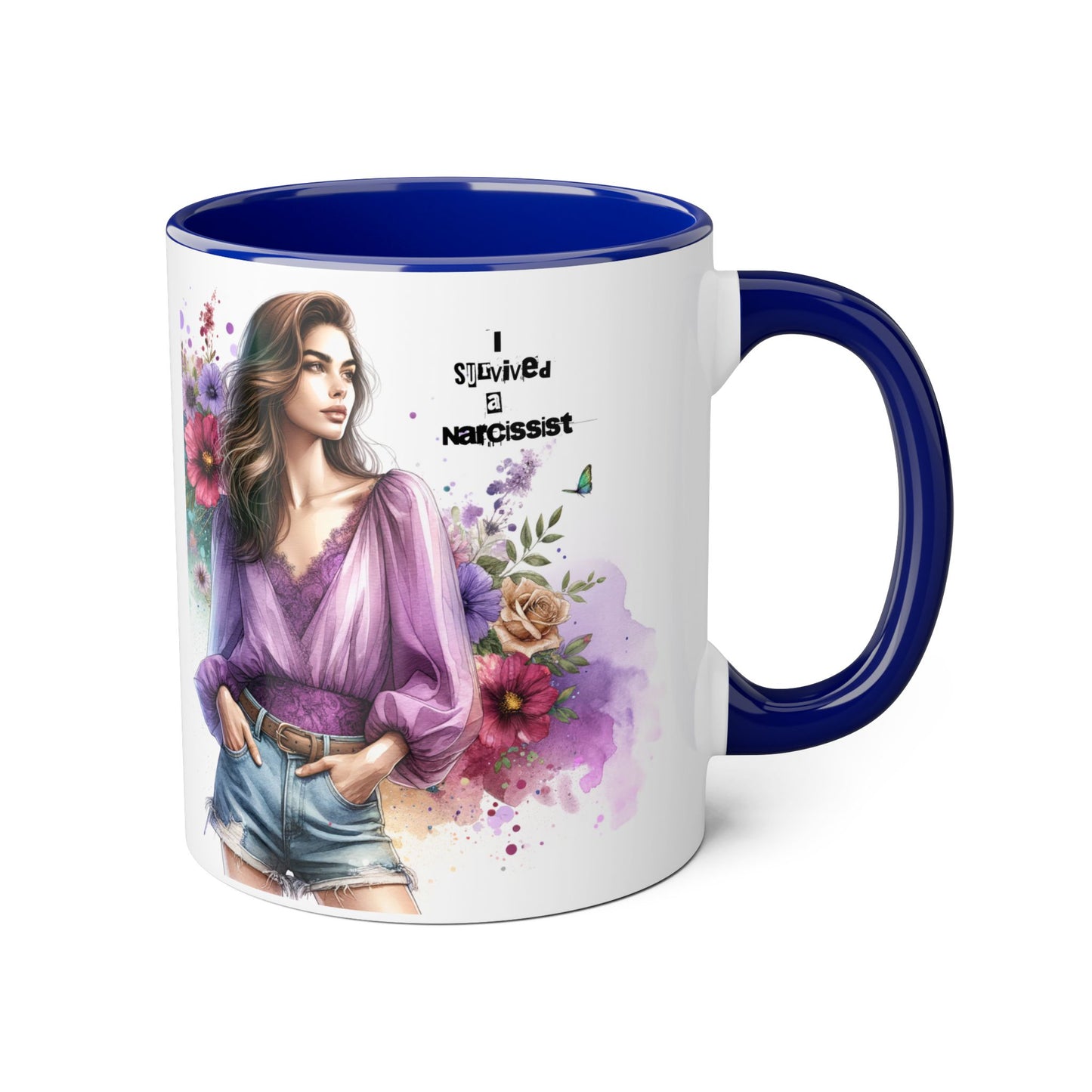 Stylish Floral Accent Mug with Quote, Perfect Gift for Coffee Lovers, Home Decor, Inspirational, Birthday, Humor, Self-Love