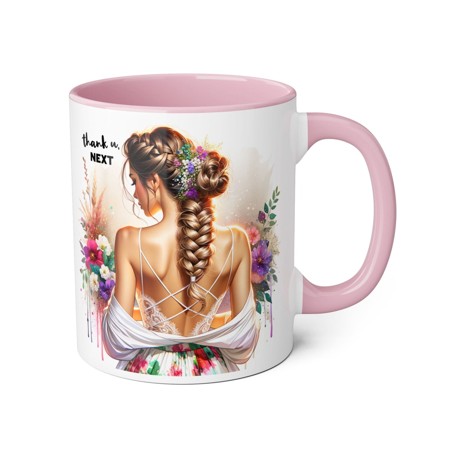 Thank U, Next Chic Floral Accent Mug, Next Season Inspired Coffee Cup, Gift for Her, Boho Style Drinkware, Home Decor, Unique Birthday Present