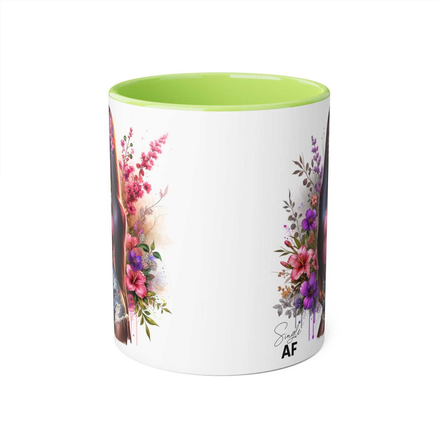 Single AF Floral Portrait Accent Mug, Unique Gift for Coffee Lovers, Home Decor, Self-Care, Birthday, Floral Art Mug, Artistic Coffee Cup