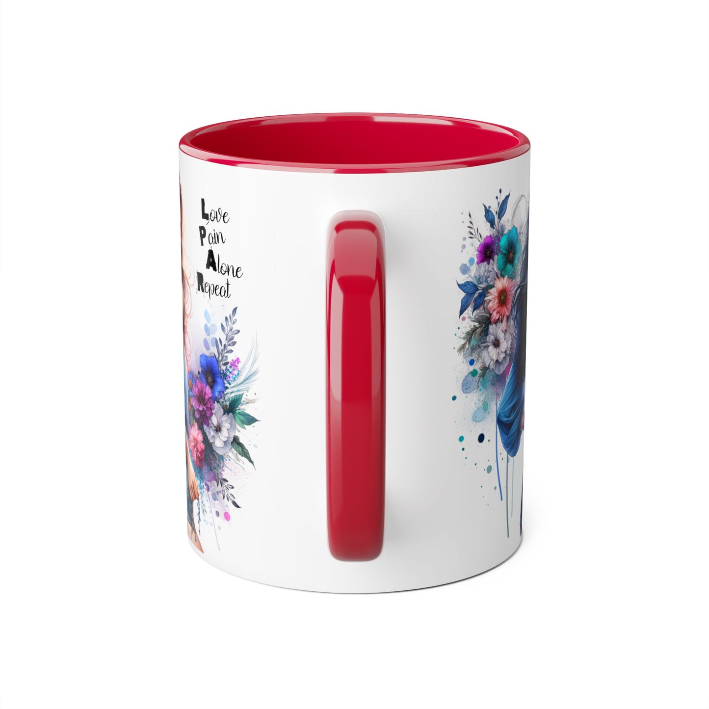 Floral Accent Mug, Inspirational Coffee Cup, Love Yourself Gift, Unique Drinkware, Artistic Ceramic Coffee Mug