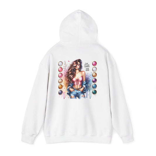 I Am My Own Happily Ever After Trendy Graphic Hoodie for Women - Colorful Art Design