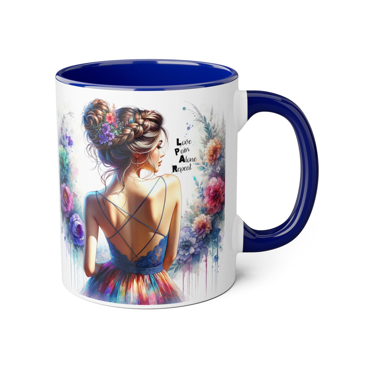 Floral Accent Mug - Vibrant Coffee Cup, Gift for Her, Home Decor, Inspirational Quotes, Art Lover's Mug, Tea Lover's Gift