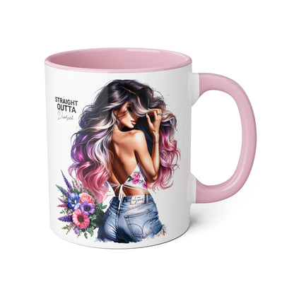 Straight Outta Divorced Humoristic Chic Accent Mugs for Trendy Coffee Lovers | Floral Design, Gifts for Her, Home Decor, Unique Kitchenware, Straight Outta Mug