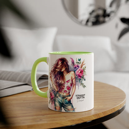 Straight Outta Divorced Humoristic Floral Accent Mug - Inspiring Gift for Friends, Unique Coffee Cup, Perfect for Birthdays, Home Decor, Coffee Lovers