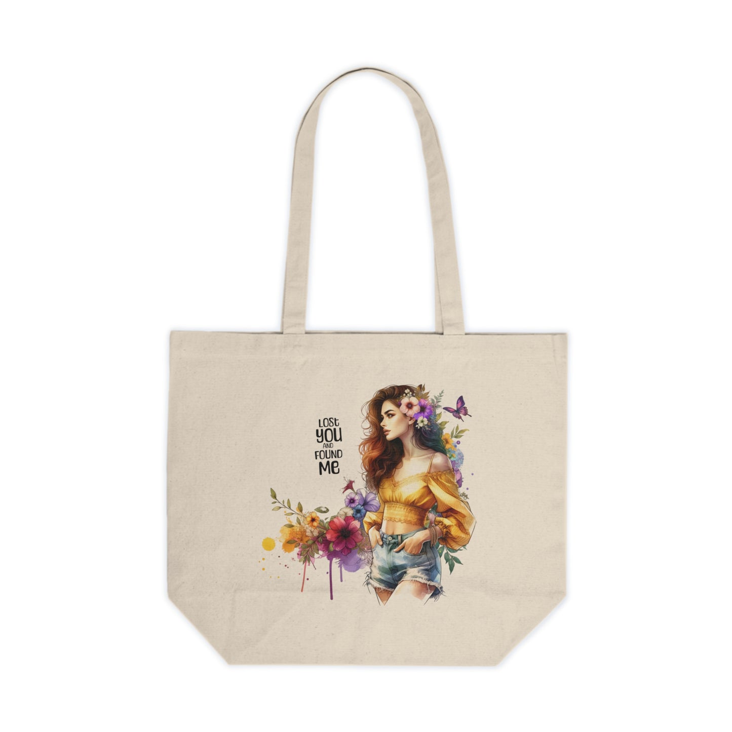 Lost You and Found Me Artistic Floral Canvas Shopping Tote - Ideal for Eco-Friendly Shoppers, Beach Days, or Gift Giving
