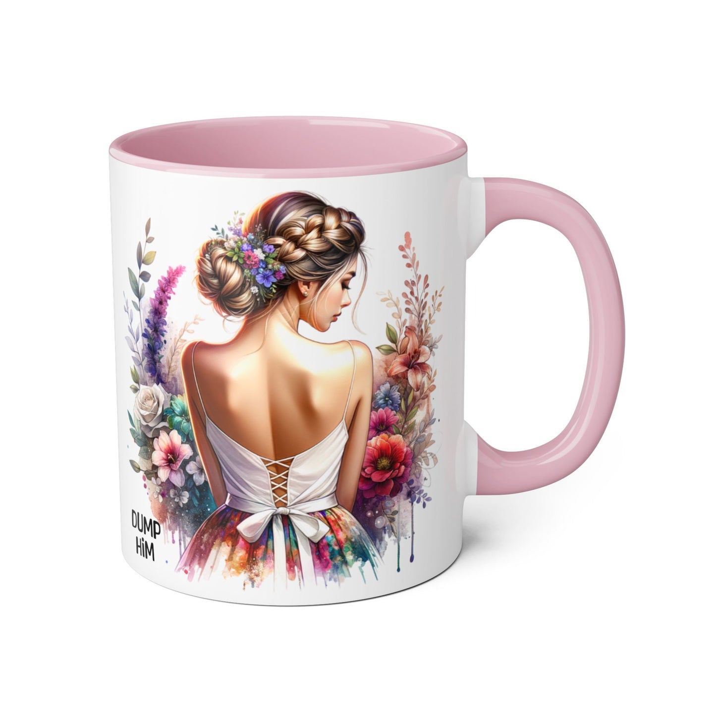 Floral Dump Him Mug, Cute Coffee Cup, Gift for Friends, Unique Kitchen Decor, Relationship Humor, Coffee Lover