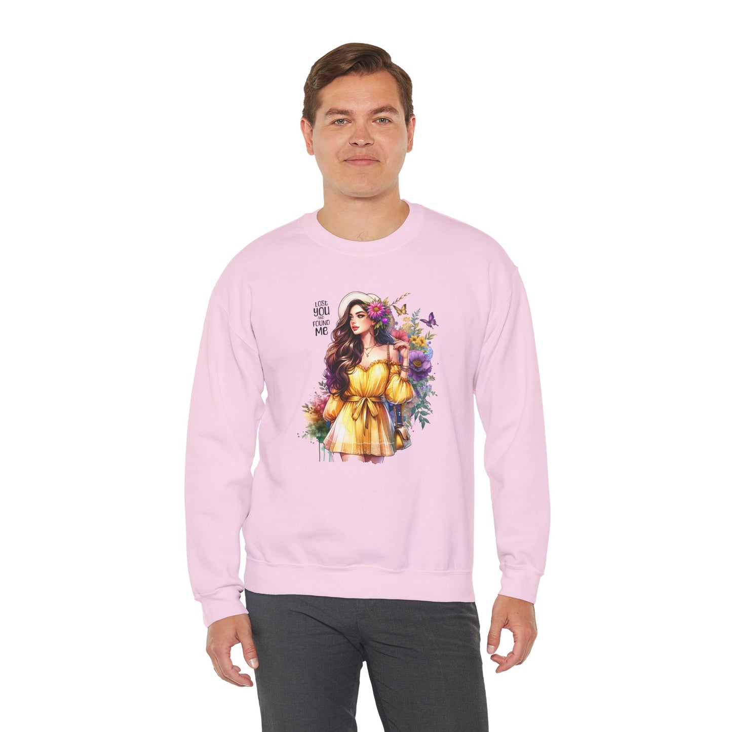 Lost You And Found Me Floral Art Crewneck Sweatshirt, Cozy Unisex Sweater, Gift for Her, Spring Fashion, Inspirational Apparel