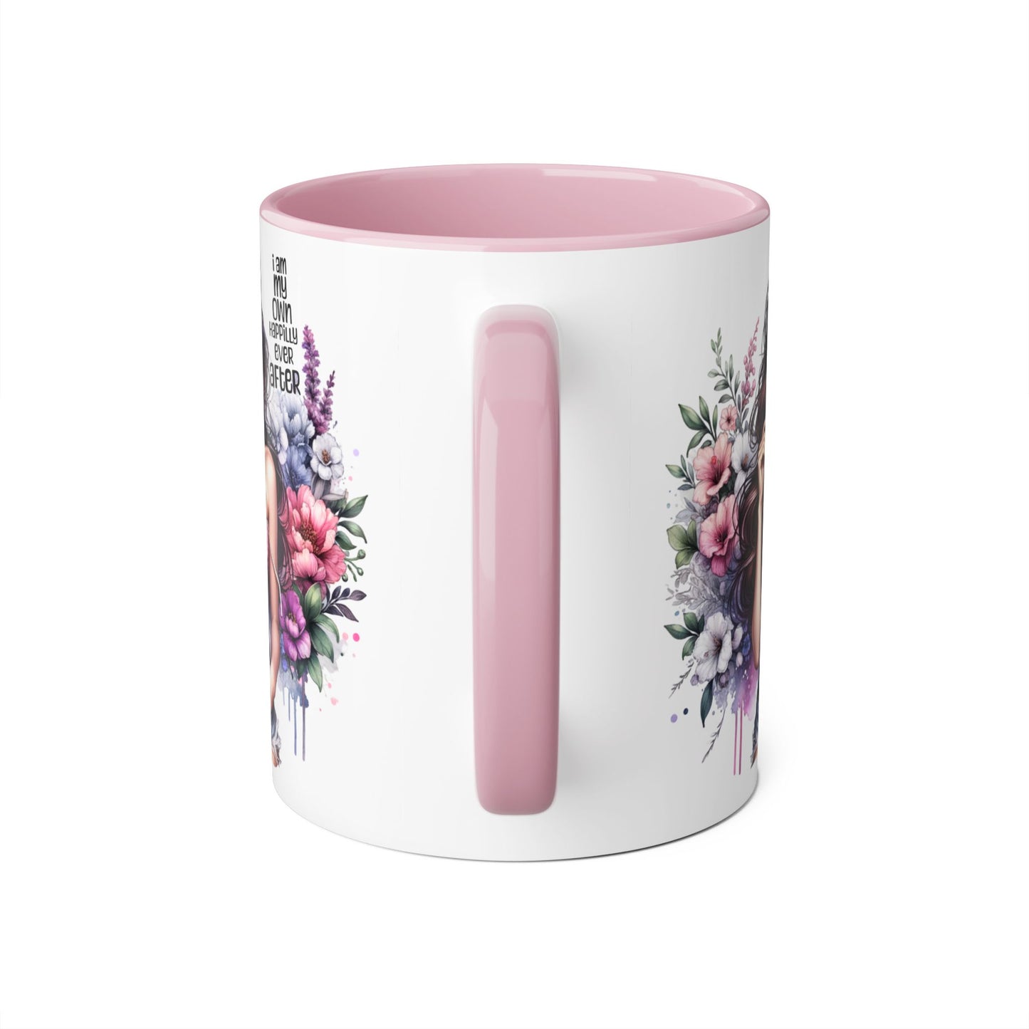I Am My Own Happily Ever After Empowered Floral Accent Mug, Encouragement Gift for Women, Inspirational Coffee Cup, Self-Love Decor, Black Handle Mug