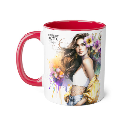 Straight Outta Divorced Humoristic Chic Floral Art Mug - Stylish Coffee Cup for Home or Office, Perfect Gift for Birthdays, Mother’s Day, or Coffee Lovers