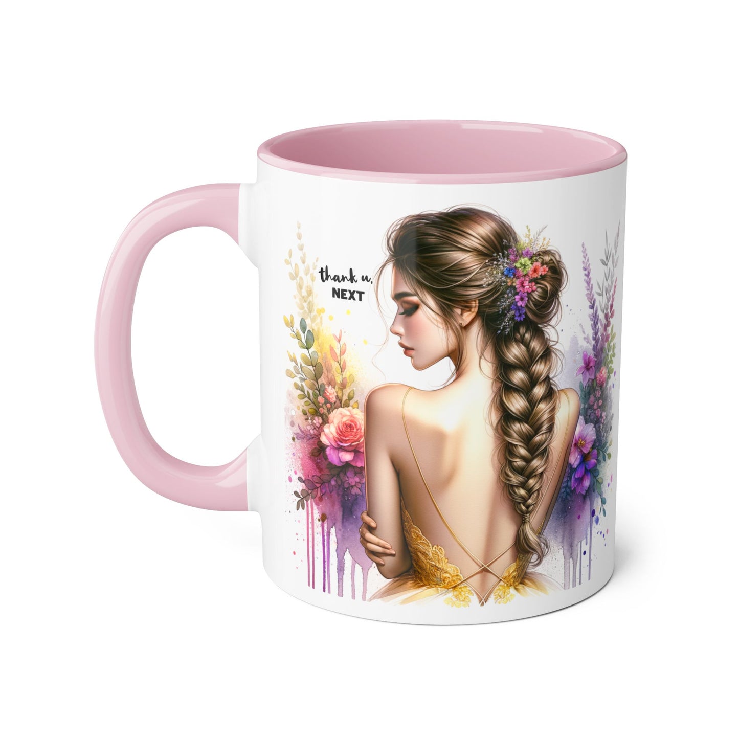 Thank U, Next Floral Art Accent Mug - Perfect Gift for Coffee Lovers, Boho Decor, Birthday, Tea Time, Home Office